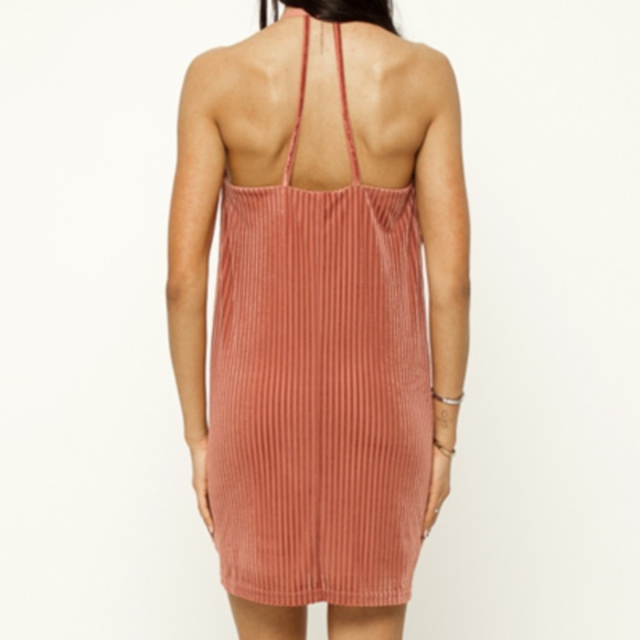 VERY J Bia Beige Stripe Velvet Strappy Swing Dress NWT - Picture 8 of 8